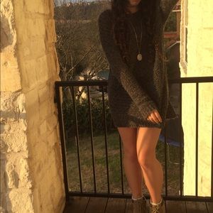 Mini Charcoal Sweater Dress Long Sleeve